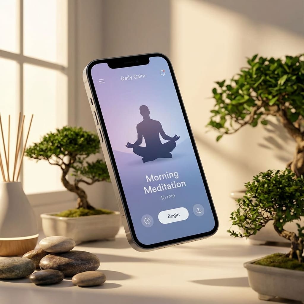 Mindful Glow - Мобилно приложение за медитация и уелнес с релаксиращ интерфейс