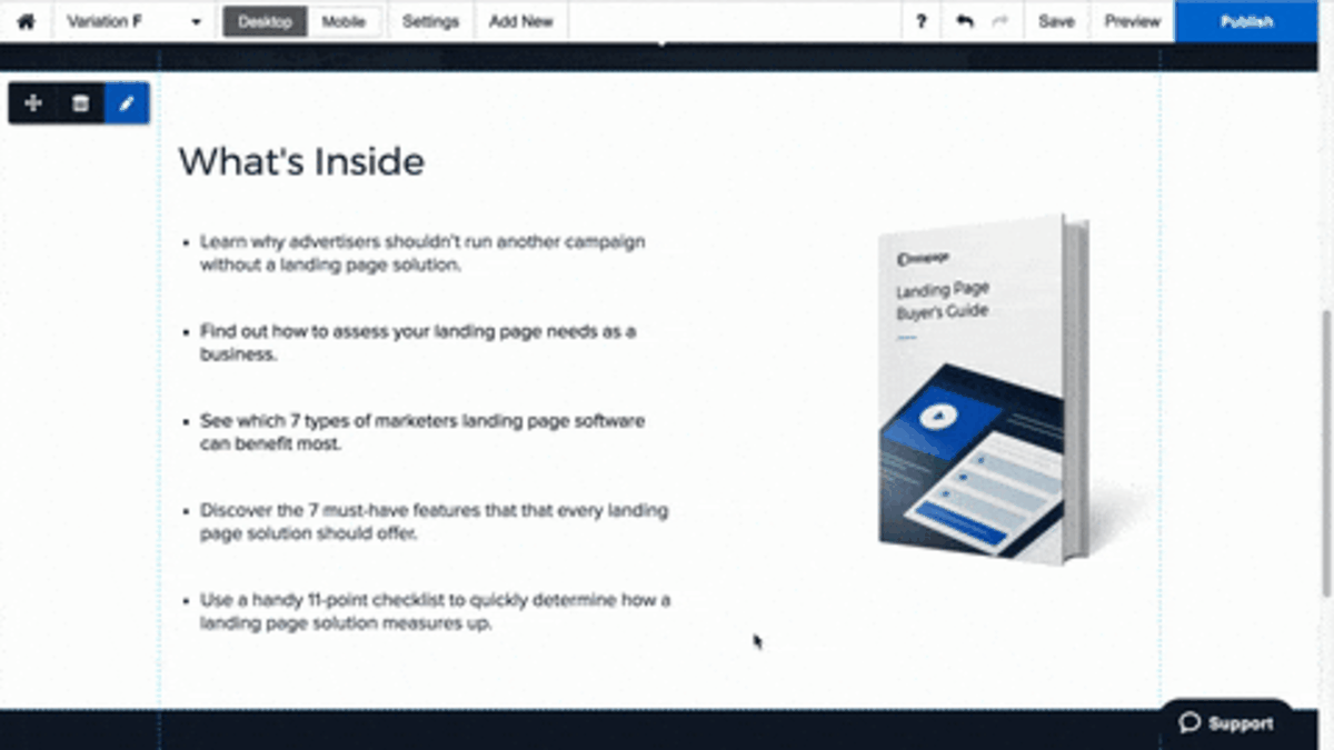 WYSIWYG конструктор на фунии — drag-and-drop редактор на лендинг страници